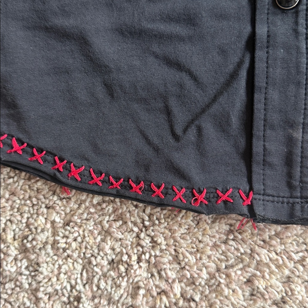 Double D Ranch black snap button down with embroi… - image 4